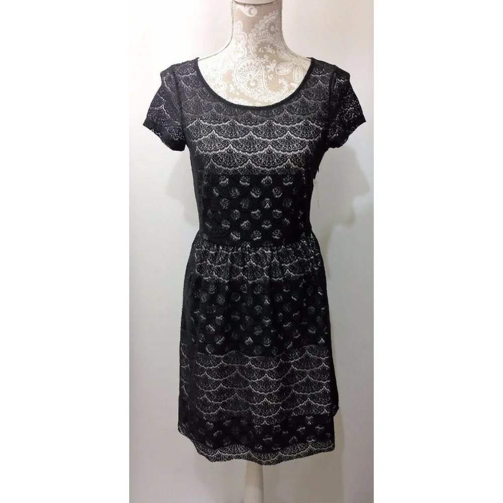 Maison Jules Dress Small‎ Black Lace Overlay